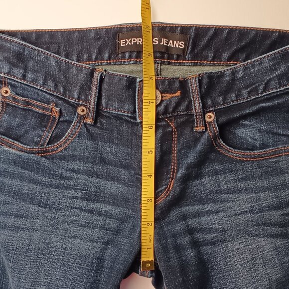 Express Jeans Size 0 Barely Boot Low Rise Dark Wash - Picture 7 of 9